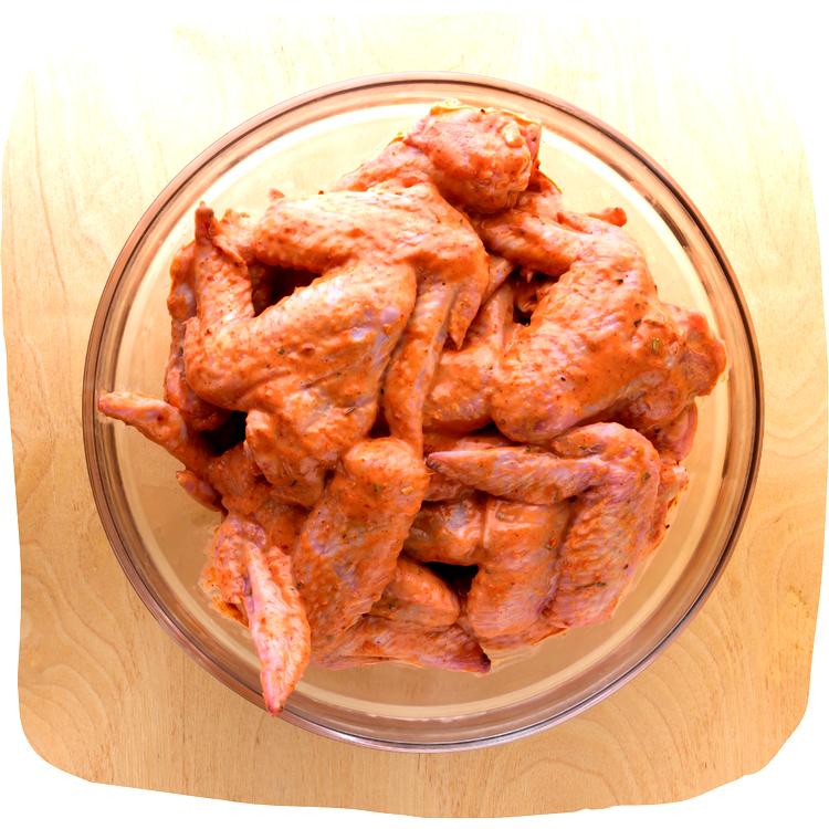 Image of In the bowl, put the chicken, garlic powder, salt and...